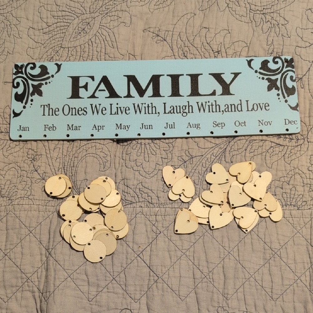 Family Wall Decor Sign with Heart Tags